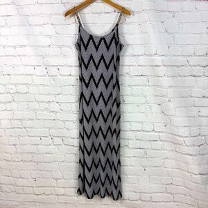 MSK Black Gray Spaghetti Strap Slip Maxi Dress  
Y2K summer beach size medium